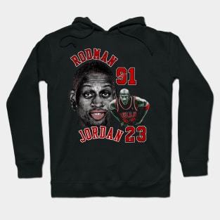 Dennis Rodman Bulls 91 & Michael Jordan 23 Vintage Hoodie